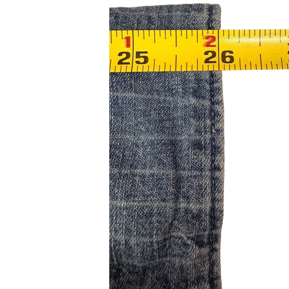True Religion Mens Striped Denim Western‎ Shirt XXXL XXXG Distressed Italy
